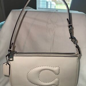 Sold in other platform. Coach Nolita 19 silver/chalk Leather Shoulder Bag